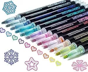 Muchcute 12 Outline Markers Glitter Pens: Arts Crafts Kids 4-12 Girls Gifts - Birthday Gift Teen Tween Girls Trendy Stuff,Art Supplies Kid Ages 6-8 8-12 9-12 10-12 Year Old,Cute Cool Fun Metallic Shimmer