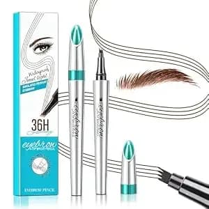 Microblading Eyebrow Pen 4 Fork Tip Tattoo Pencil For Women, Dark Brown