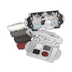 Flower Knows Swan Ballet Six-Color Makeup Palette,Black Red Face Makeup Palette With 4 Matte + 2 Shimmer Shades,Blendable Smooth Cute Make Up,0.23 Oz(02 Black Swan)
