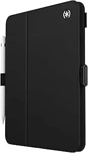 Speck Case For Ipad Pro 10th Generation 10.9 Inch - Drop & Camera Protection, Slim Multi Range Stand, Apple Pencil Holder - Black/Black/White