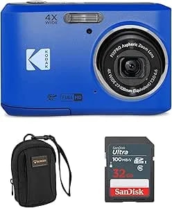 Kodak Pixpro fz45-Bk 16mp Digital Camera 4x Optical Zoom 27mm Wide Angle 1080p Full Hd Video 2.7" Lcd Vlogging Camera, Blue