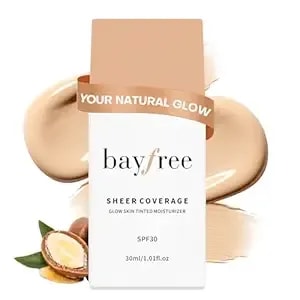 Bayfree Glow Skin Tinted Moisturizer With Spf 30, Lightweight Sheer Coverage Skin Tint, Long Lasting Hydrating & Weightless, Makeup And Skincare Benefits, Buildable Natural Finish, Vegan Korean Makeup