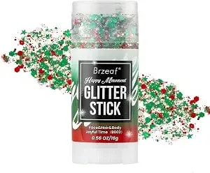 Brzeaf Cheer Body Face Glitter, Shimmery& Long Lasting, Waterproof Glitter Stick Makeup, Singer Concert Rave Festival Accessories, Hair Eyeshadow Face Body Glitter