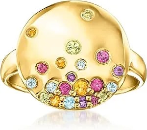 Ross-Simons 0.41 Ct. T.W. Multi-Gemstone Disc Ring In 18kt Gold Over Sterling