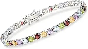 Ross-Simons 9.50 Ct. T.W. Multi-Gemstone Tennis Bracelet In Sterling Silver