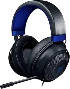 Razer Kraken Gaming Headset: Lightweight Aluminum Frame - Retractable Noise Isolating Microphone - For PC, PS4, PS5, Switch, Xbox One, Xbox Series X & S, Mobile - 3.5 Mm Headphone Jack - Black/Blue