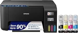 Epson Ecotank ET-2400 Wireless Color All-In-One Cartridge-Free Supertank Printer With Scan And Copy – Easy, Everyday Home Printing, Black