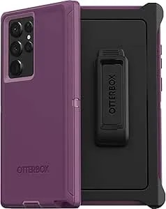 Otterbox Galaxy S22 Ultra Defender Series Case - Happy Purple, Rugged & Durable, With Port Protection, Includes Holster Clip Kickstand