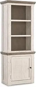 Signature Design By Ashley Havalance Farmhouse Left Pier Cabinet, Modern Bookcase, Vintage White
