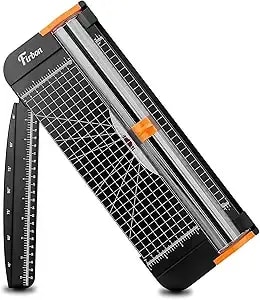 Firbon a4 Paper Cutter, 12 Inch Paper Trimmer With Extened Ruler, Black - 10 Sheet Capacity - Cm & Inch Scale - Spring-Loaded Safe Blade - Cuts Cardstock, Vinyl, Coupons, Labels & Scrapbooking Craft