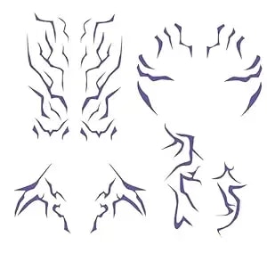 Anime Purple Temporary Tattoos Cosplay Tattoo Stickers Dress Up Party Makeup Body Art Prop Accessories For Women Men (4 Pcs)