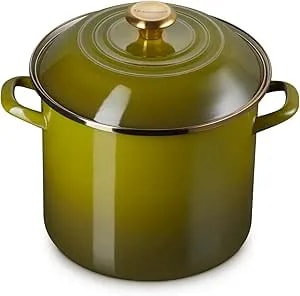Le Creuset Enamel On Steel Traditional Stockpot, 10 Qt., Olive With Stainless Steel Knob