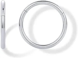 Pavoi 14k Gold Plated Titanium Clicker Hoop Earrings For Women Men - Hinged Huggie Earring - Cartilage Helix Nose Ring Tragus Rook Septum Piercing Jewelry 16-18-20 Gauges