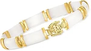 Ross-Simons Good Fortune Jade Bracelet In 18kt Gold Over Sterling