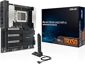 Asus Pro Ws trx50-Sage Wifi A Amd trx50 tr5 Ceb Workstation Motherboard, Cpu & Memory Overclocking Ready, Robust 20 Power-Stage Design, Pcie 5.0 X 16, M.2, usb4, 10 Gb & 2.5 Gb Lan, Multi-Gpu Support
