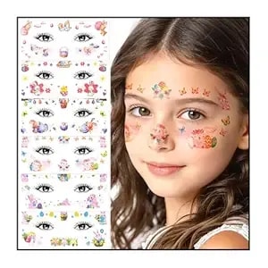Partywind Easter Face Temporary Tattoos, Waterproof Tattoo Stickers For Kids Easter Party Supplies Decorations, Spring Party Makeup Tattoos For Kids Face Painting, Basket Stuffers Accessories