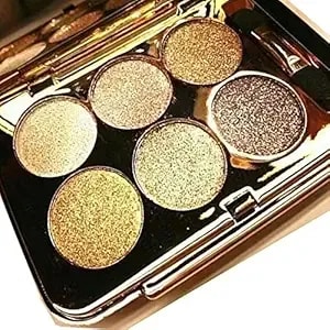 Gold Glitter Eyeshadow Set, 6 Shimmer Colors - Highly Pigmented, Long Lasting, Waterproof & Sweatproof - Professional Nude Palette For Women - Warm, Natural, Neutral & Smokey Eye Shades (#06)