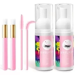 Buqikma Lash Shampoo Kit 2 Bottles 2.02 Fl Oz/60 Ml Eyelash Extension Cleanser