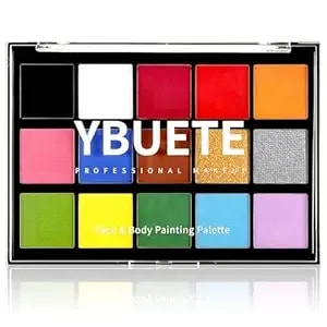 Ybuete 15-Color Face Painting Palette, Water Based Body Paint, Non-Toxic, Easy On & Off, Vibrant Pigments, Professional Makeup Palette For Cosplay Party, Halloween, Festival And Artistic Stage Makeup