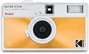 Kodak Ektar H35N Half Frame Film Camera, 35mm, Reusable, Focus-Free, Bulb Function, Built-In Star Filter, Coated Improved Lens (Film & AAA Battery Are Not Included) (Glazed Orange)