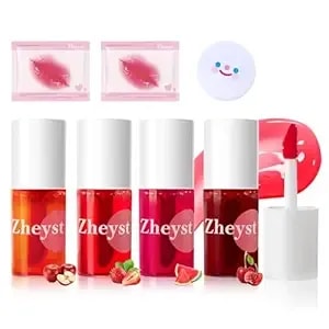 4 Colors Korean Lip Tint Stain Set Tints & Stains For Women Lightweight Non-Sticky Waterproof Long Lasting Mini Liquid Lipstick Makeup Kit Multi-Use Lip And Cheek Tint