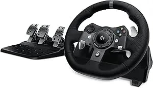 Logitech G920 Driving Force Racing Wheel And Floor Pedals, Real Force Feedback, Stainless Steel Paddle Shifters, Leather Steering Wheel Cover For Xbox Series X - S, Xbox One, PC, Mac - Black
