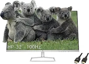 Hp 32 Inch Full Hd(1920x1080) Va Panel Monitor, Anti-Glare Display, 100hz Refresh Rate, 7 Ms Response Time, 2 X Hdmi 1.4, 1 X Vga, 16:9 Aspect Ratio, Silver, With 5ave Hdmi Cable