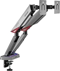 Msi Mpg mt161dr - Premium Rgb Dual Monitor Stand Arms, 17-38" Support, Vesa Compatible, Adjustable Spring Assisted Mount, 35.2 Lbs Per Screen Capacity, Clamp & Grommet, Quick Release Plate - Black