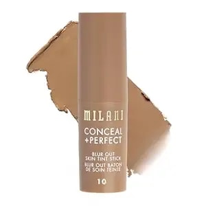 Milani Conceal + Perfect Blur Out Skin Tint Stick - Light To Medium Coverage Tinted Moisturizer Stick With Vitamin C & E - Soft Matte, Pore Blurring Natural Finish 10-Medium Warm-Neutral