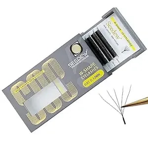5d Lash Extensions, 0.07mm D Curl 12mm 12 Rows/Tray, W Shape Flat Stem, Korean Pbt Volume False Eyelashes Grafting For Beginner Artist, Lash Tech, Beauty Salon(5d-Matte Black-0.07-D-12mm)