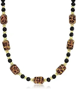 Ross-Simons Italian Leopard-Print Murano Glass Bead Necklace In 18kt Gold Over Sterling. 18 Inches