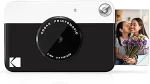 Kodak Printomatic Full-Color Instant Print Digital Camera, Zink 2x3" (5.1x7.5 Cm) Sticky-Back Photo Paper, 5MP, Portable, Creative Fun Gift For Birthday, Christmas, Holiday, Black