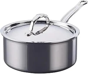 Hestan Nanobond Molecular Titanium Saucepan With Lid, 3-Quart - Pfas-Free Stainless Steel, 4x Stronger, 1050°F Oven Safe, Induction Compatible, Handcrafted Italy