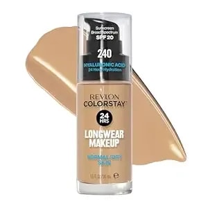 Revlon Liquid Foundation, Colorstay Face Makeup For Normal & Dry Skin, Spf 20, Longwear Medium-Full Coverage With Natural Finish, 240 Medium Beige, 1 Fl Oz