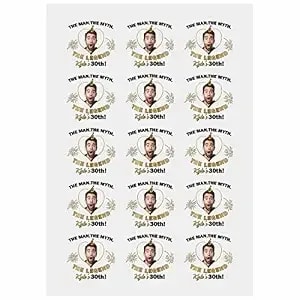 Personalized Birthday Temporary Tattoos With Photo & Text,Customized The Man The Myth Birthday Party Celebration Fake Face Body Tattoos Supplies 15 Sheets