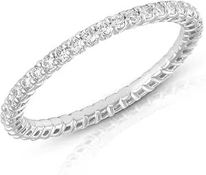 Amazon Essentials Igi Certified 0.5 Carat Lab Grown Diamond Eternity Band In 14k White Gold (vs1-vs2 Clarity, G-H Color) - Size 7.5