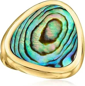Ross-Simons Abalone Shell Triangular Ring In 18kt Gold Over Sterling