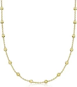 Ross-Simons Italian 18kt Gold Over Sterling Moon-Cut Bead Station Necklace