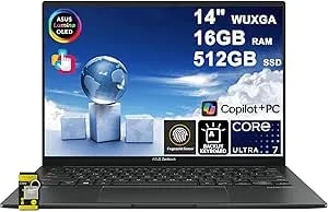 Asus Zenbook 14 Laptop 14" Wuxga Oled Touch (500nits Hdr, 100% Dci-p3) Intel 16-Core Ultra 7 255h (>Ultra 9 185h) 16gb Ram 512gb Ssd Backlit For Designer Business Professional win11 Icp Hub