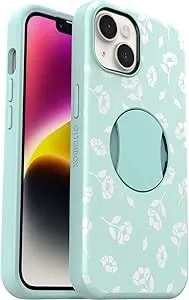Otterbox Iphone 14 And Iphone 13 Ottergrip Symmetry Series Case - Poppies By The SEA (Blue), Built-In Grip, Sleek Case, Snaps To Magsafe, Raised Edges Protect Camera & Screen