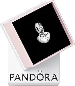 Pandora Jewelry Mother And Daughter Hearts Dangle Compatible Moments - Sterling Silver Charm With Cubic Zirconia - Comes With Gift Box