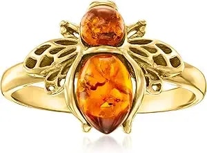 Ross-Simons Amber Bumblebee Ring In 18kt Gold Over Sterling