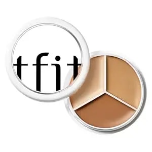 Tfit Multi-Use Pot Concealer - Triple Palette - High-Pigmented, Full Coverage & Crease-Proof - Korean Concealer For Dark Circles, Redness & Blemishes (01 Neutral, 0.52 Oz)