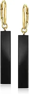 Ross-Simons Onyx Bar Drop Earrings In 18kt Gold Over Sterling