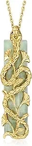 Ross-Simons Jade Snake Pendant Necklace With Sapphires In 18kt Gold Over Sterling. 18 Inches