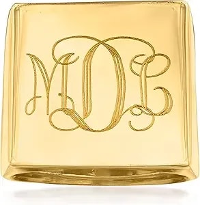 Ross-Simons Italian 14kt Yellow Gold Personalized Square-Top Ring