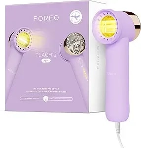 Foreo Peach 2 Go Ipl Hair Removal Device - Travel-Friendly Permanent Removal - Laser Treatment For Body & Face - Painless & Skin Cooling - Silicone Shield - Customizable - Lavander