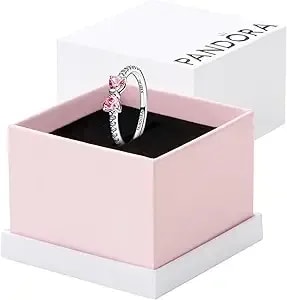 Pandora-Sparkling Pink Bow Ring-Sterling Silver-With Gift Box