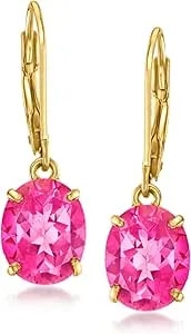Ross-Simons 6.00 Ct. T.W. Pink Topaz Drop Earrings In 18kt Gold Over Sterling