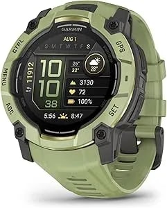 Garmin Instinct® 3 – 50 Mm, Amoled Display, Rugged Outdoor Gps Smartwatch, Built-In Flashlight, Alpine Rush Collection Limited Edition Color, Fern Green With Fern Green Band